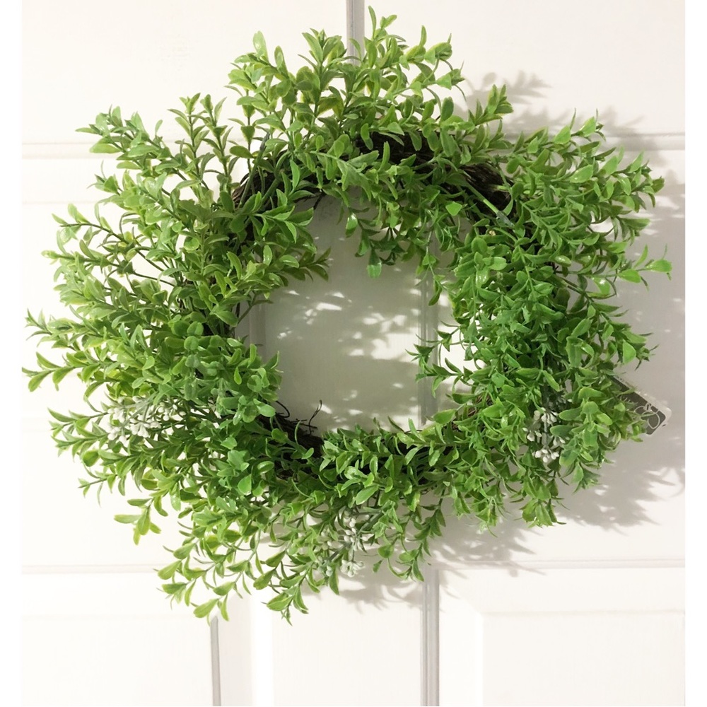 15” Wreath with Green plastic leaves,
New